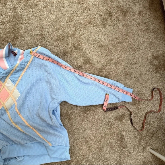 Vintage 80s pastel windbreaker in pink and light blue size large - Picture 7 of 8